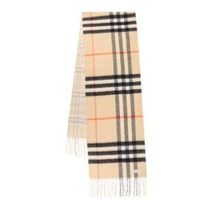 Burberry Double Face Medium Check To Giant Check Cashmere Scarf Sand 168*30cm 80
